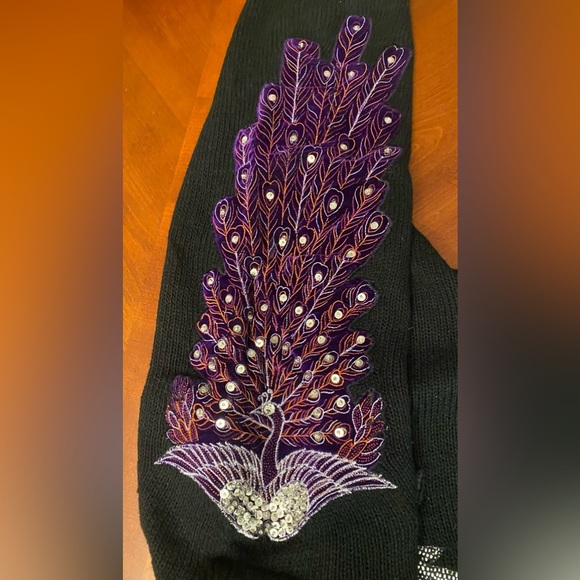 Vintage 80’s Medium Peacock Sweater Dolmen Sleeves - Picture 4 of 7